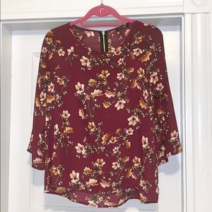 Paper Moon Maroon Floral Blouse